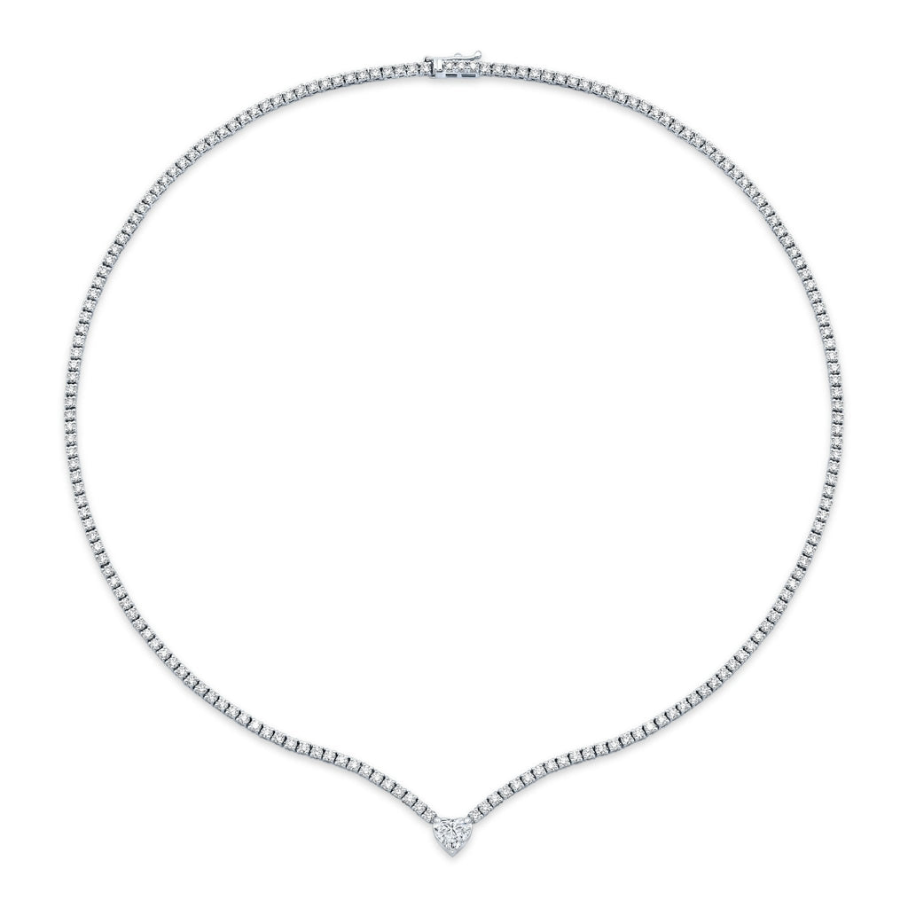 Diamond Necklace with Heart Shape Center Stone - Chapel Hills Jewelry