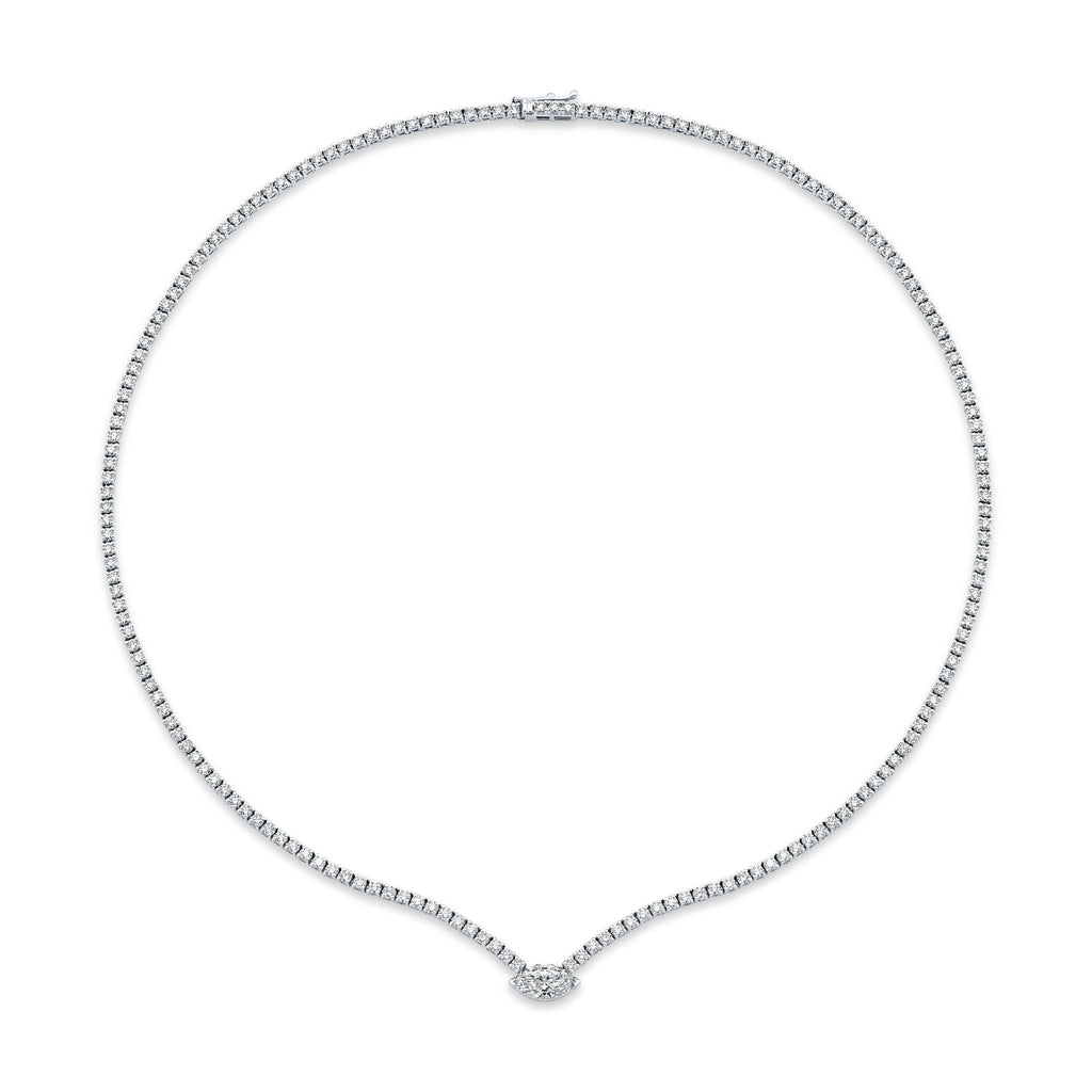 Diamond Necklace with Marquise Center Stone - Chapel Hills Jewelry