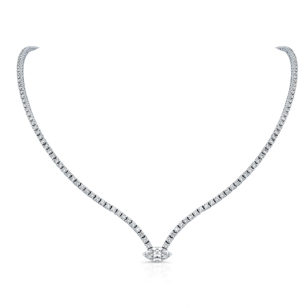 Diamond Necklace with Marquise Center Stone - Chapel Hills Jewelry