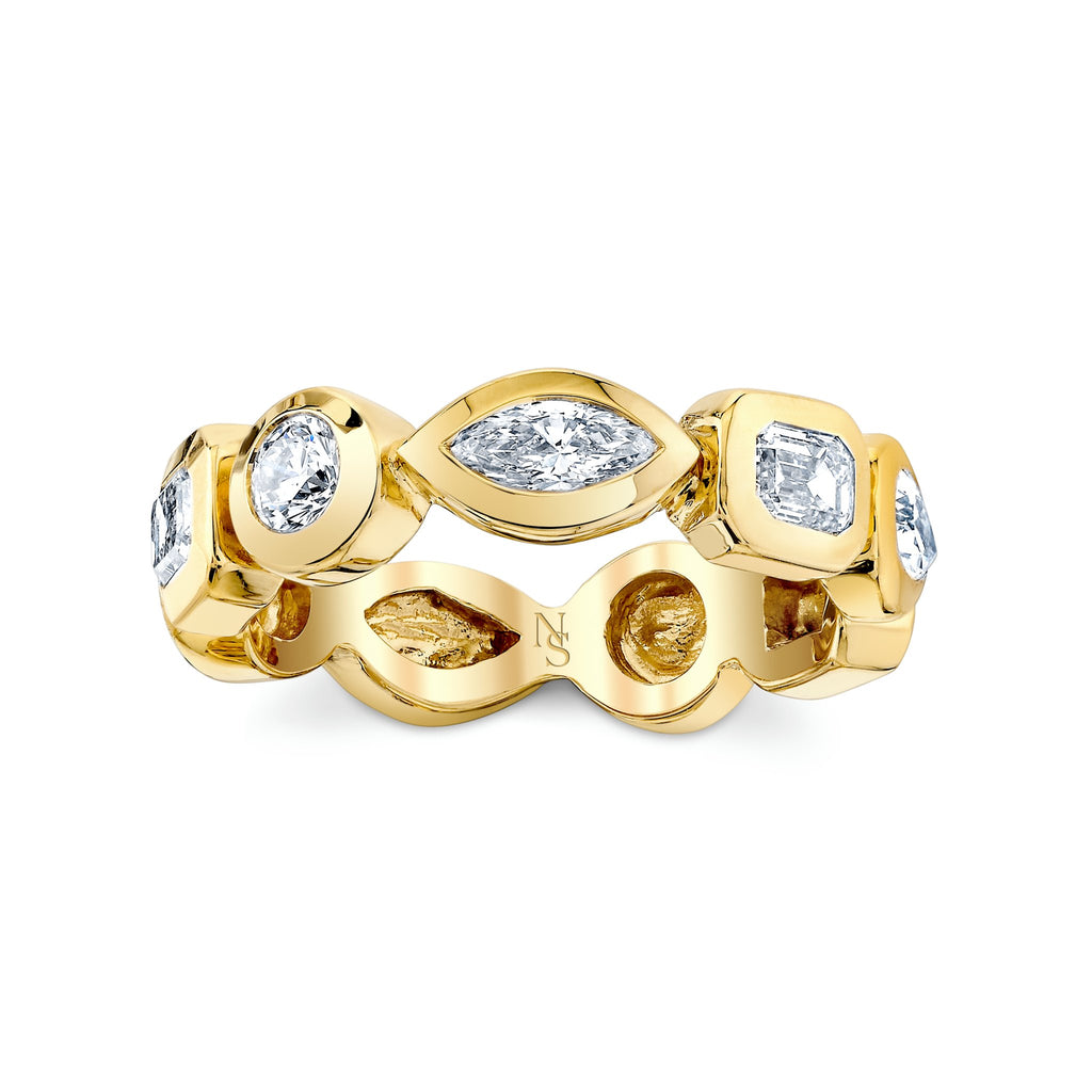 East West Mix Shape Bezel Halfway Band - Chapel Hills Jewelry