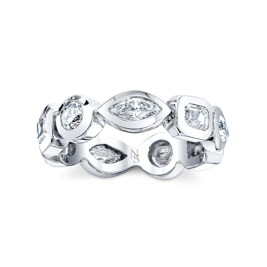 East West Mix Shape Bezel Halfway Band - Chapel Hills Jewelry