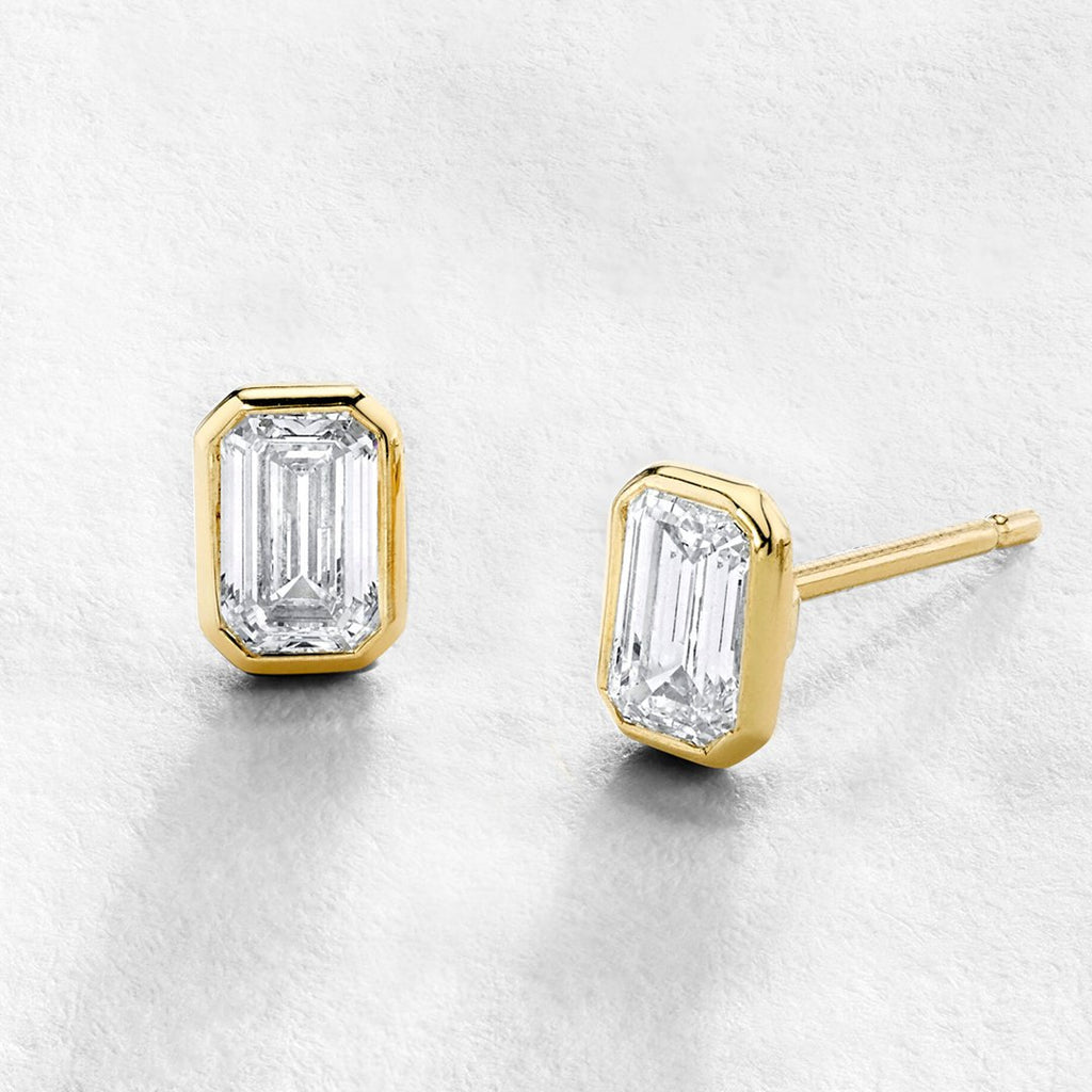 Emerald Cut Bezel Set Stud Earrings - Chapel Hills Jewelry