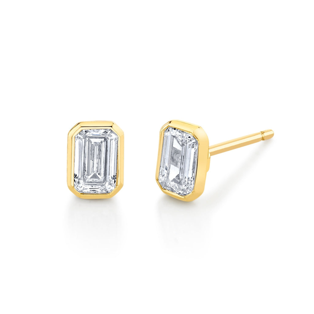 Emerald Cut Bezel Set Stud Earrings - Chapel Hills Jewelry