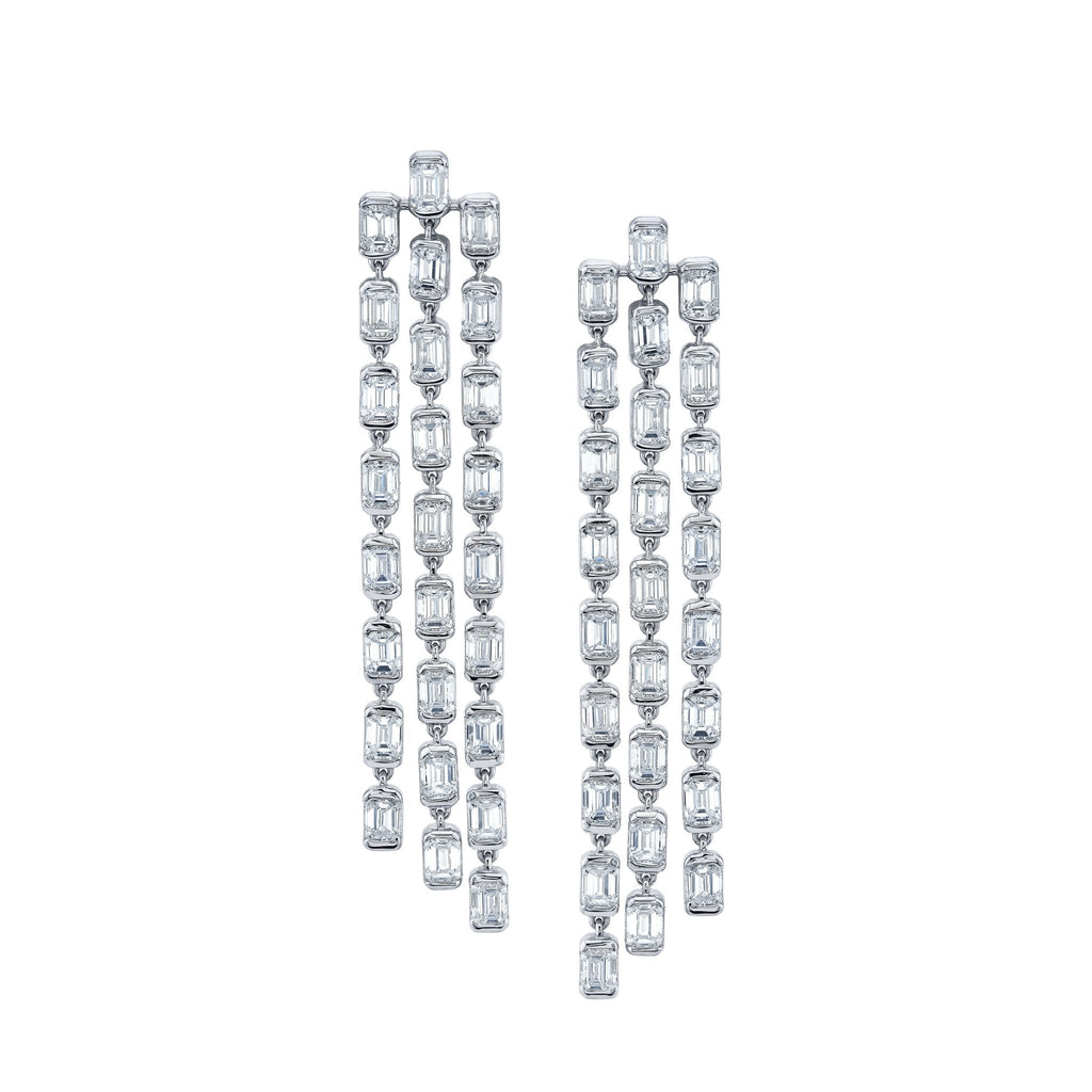 Emerald Cut Diamonds Dangle Earrings - Chapel Hills Jewelry