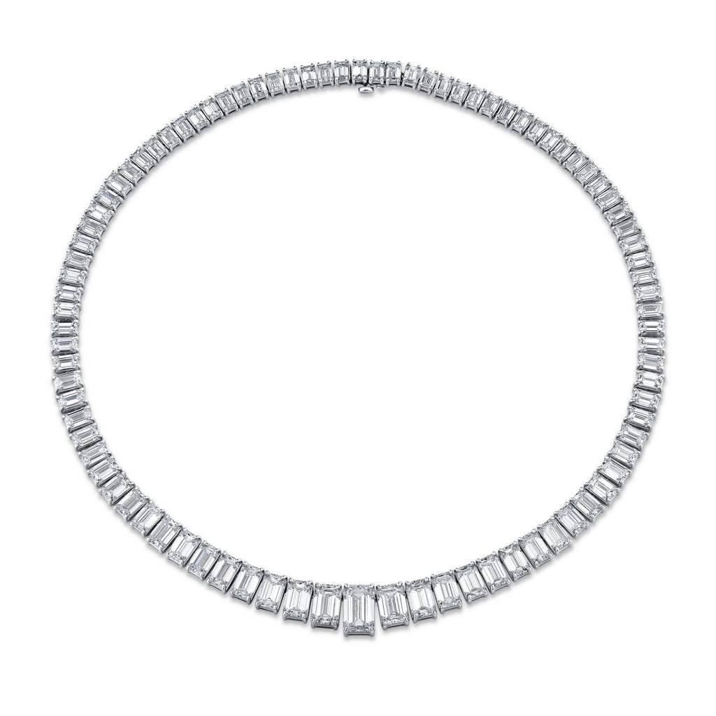 Emerald Cut Diamonds Graduated Riviera Necklace - Chapel Hills Jewelry