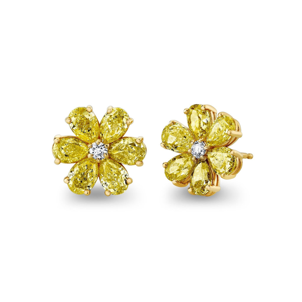 Fancy Yellow Diamond Flower Earrings - Chapel Hills Jewelry
