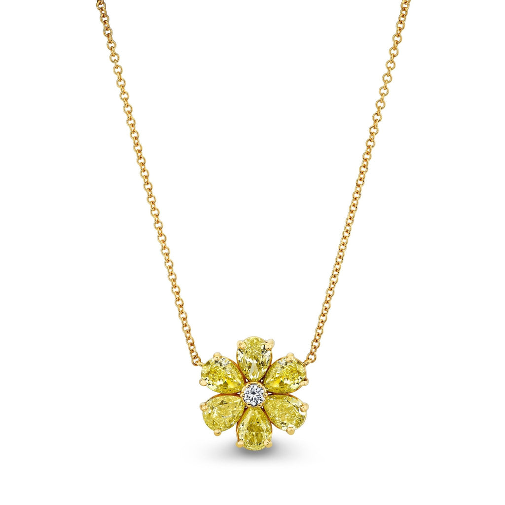 Fancy Yellow Diamond Flower Pendant - Chapel Hills Jewelry