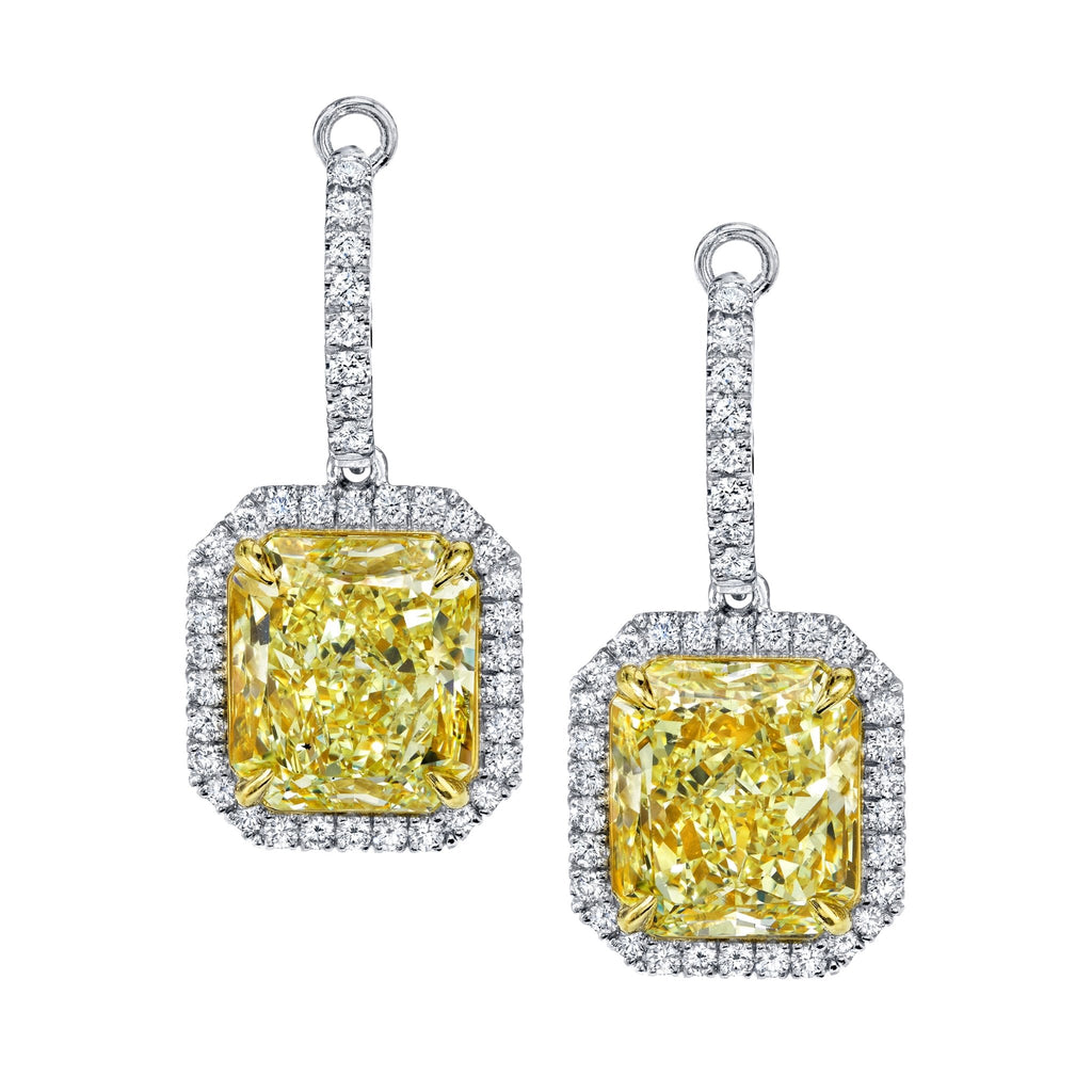Fancy Yellow Radiant Cut Pave Dangle Earrings - Chapel Hills Jewelry