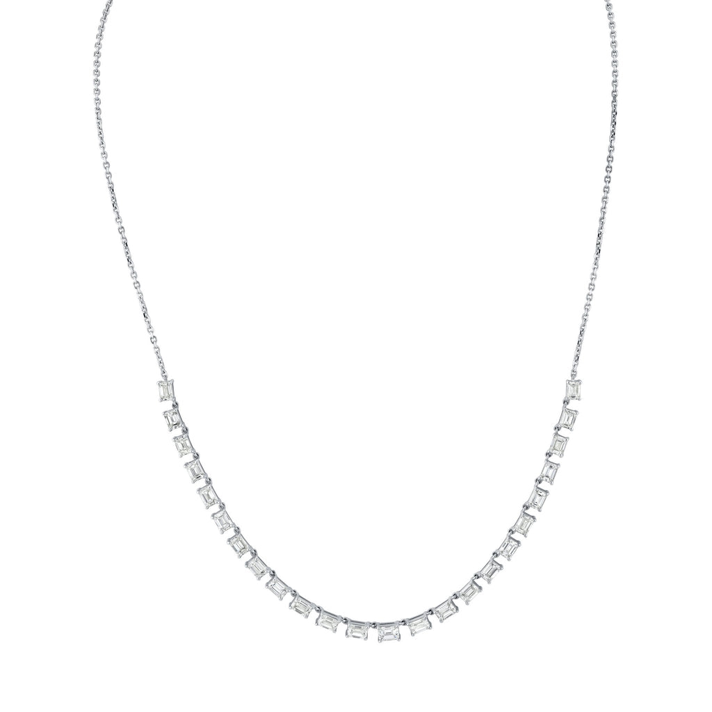 Floating Emerald - cut Diamonds Necklace - Chapel Hills Jewelry