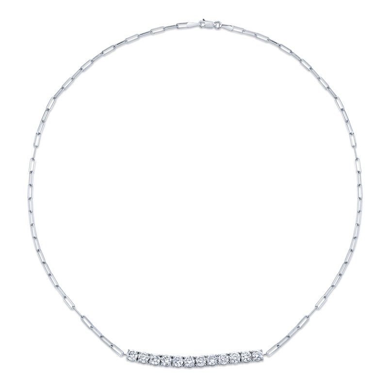 Floating Round Brilliant Diamond Pendant on Paperclip Chain - Chapel Hills Jewelry