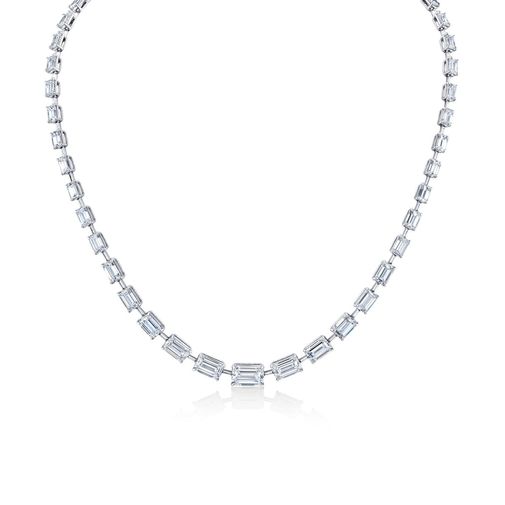 Graduated East - West Emerald Cut Diamond Necklace - Chapel Hills Jewelry