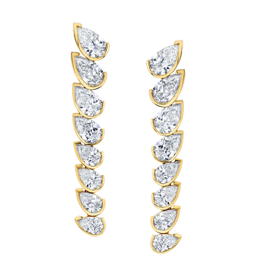 Graduated Pear Cut Diamonds Dangle Earrings in 18k Yellow Gold - Chapel Hills Jewelry