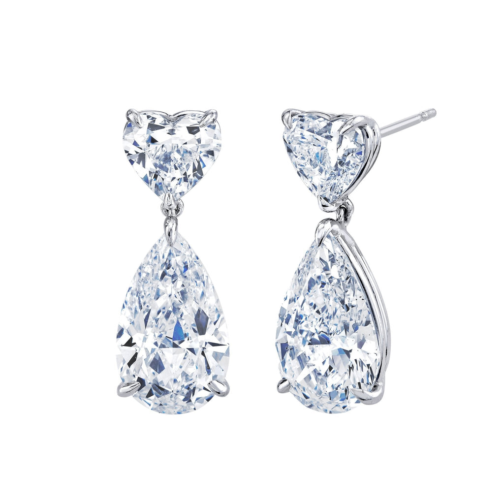 Heart and Pear Shapes Diamond Drop Earrings - Chapel Hills Jewelry
