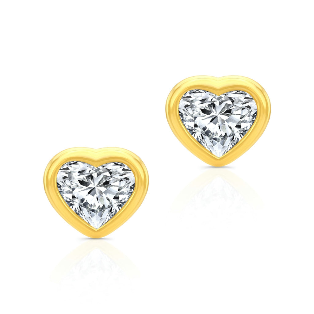 Heart Shape Diamond Bezel Studs - Chapel Hills Jewelry