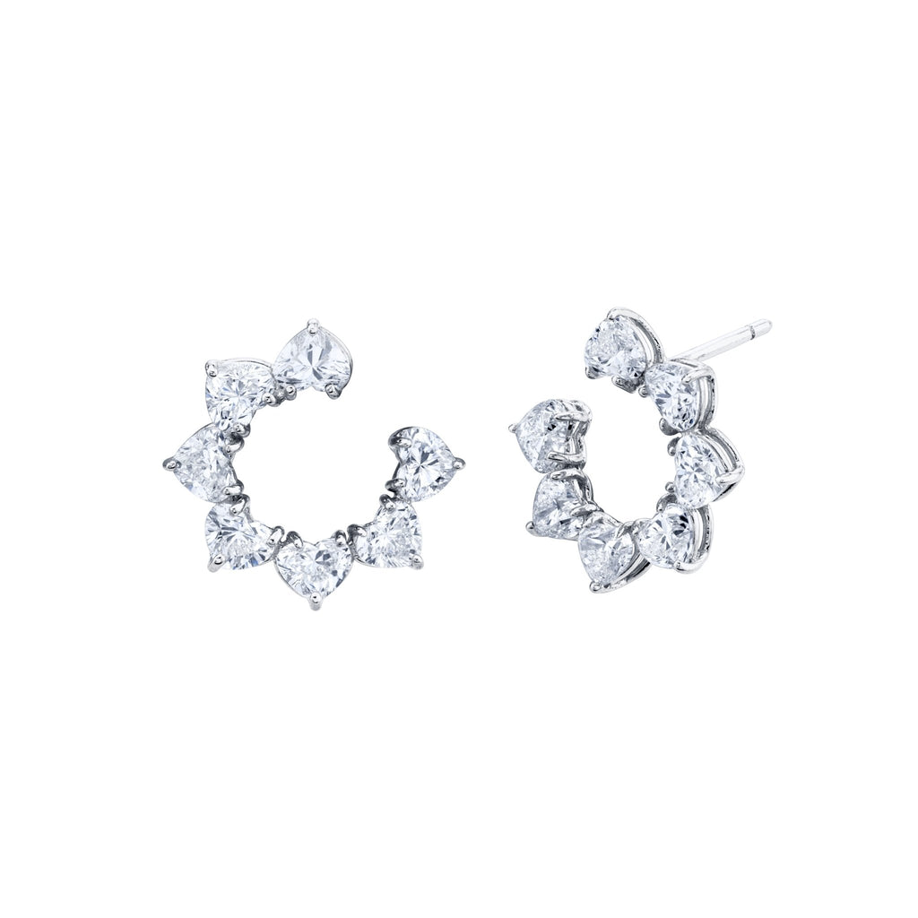 Heart Shape Diamonds Open Ended Earrings in 18k Yellow Gold - Chapel Hills Jewelry