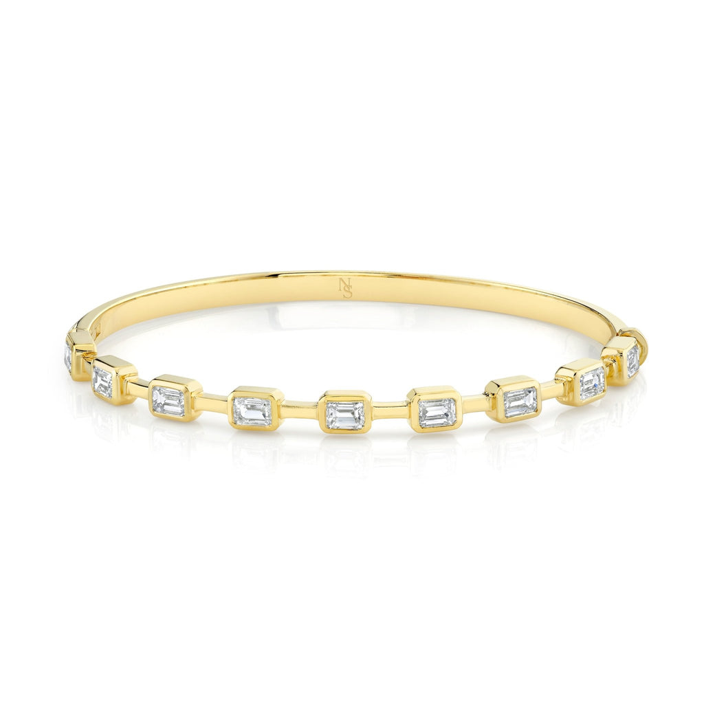 Hinged Bangle with Bezel - Set Emerald Cut Diamonds - Chapel Hills Jewelry