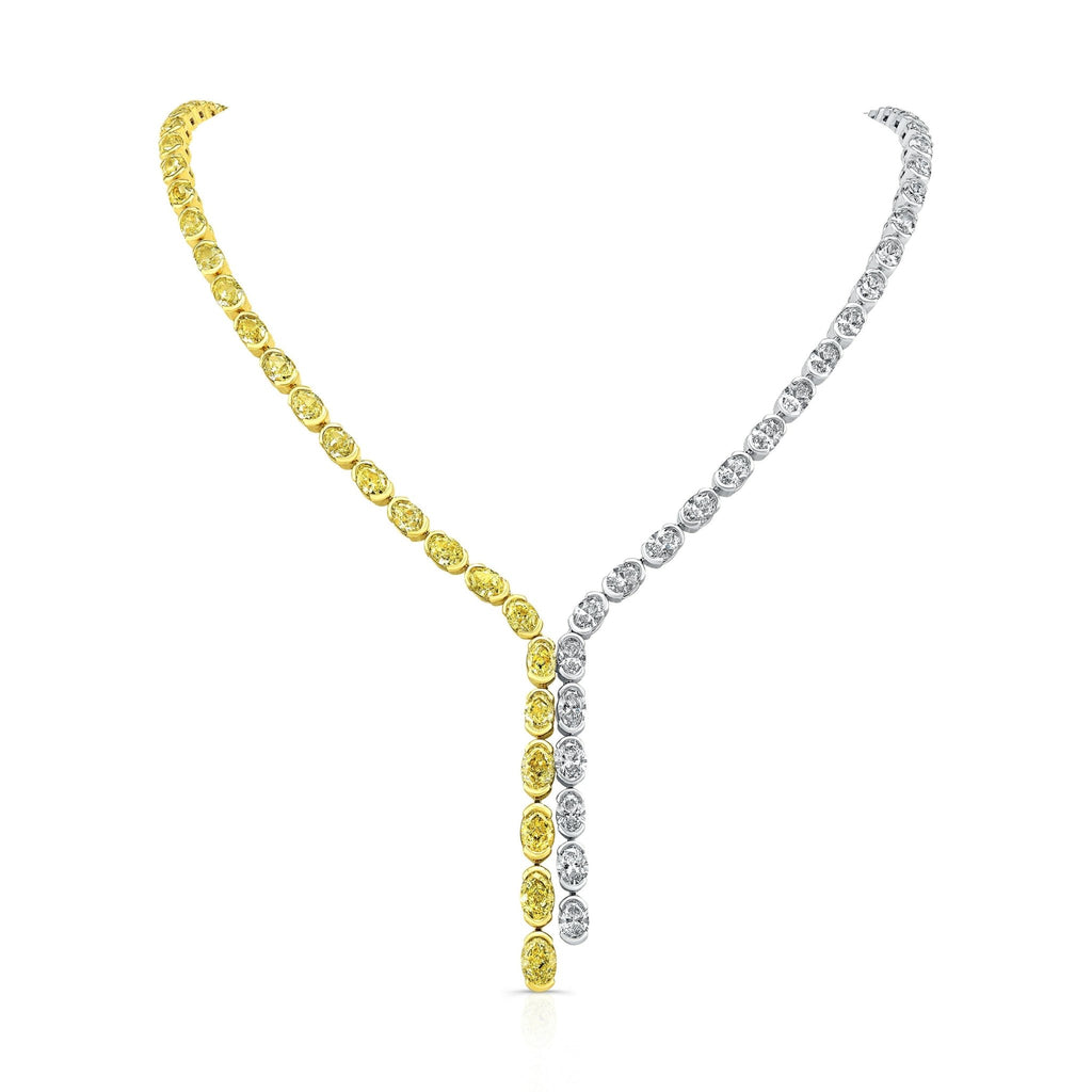 Lariat Necklace with White and Yellow Oval Diamonds - Chapel Hills Jewelry