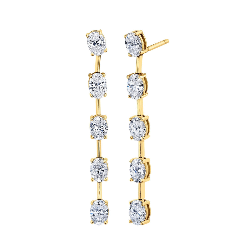 Linear Dangle Earrings with Oval Cut Diamonds - Chapel Hills Jewelry