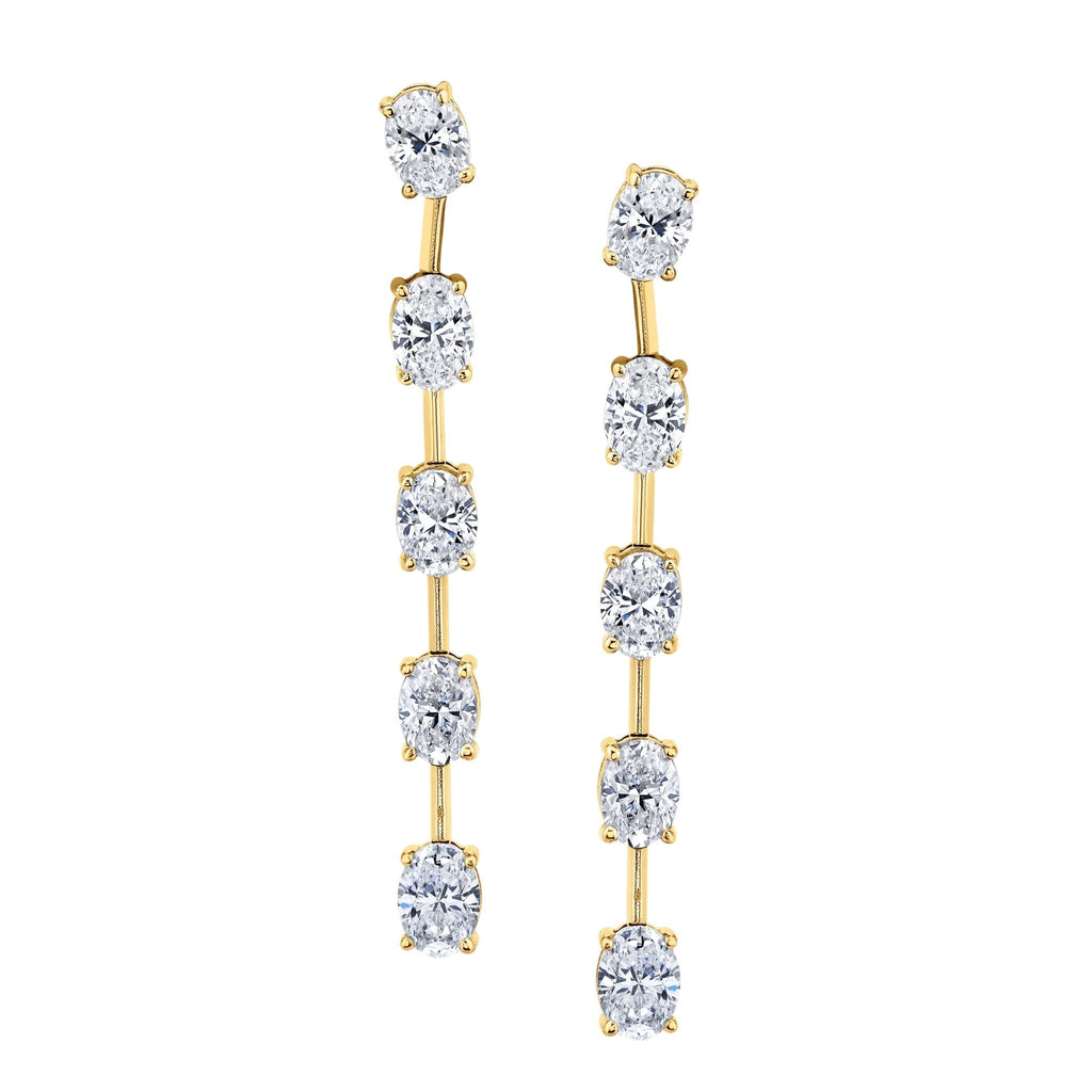 Linear Dangle Earrings with Oval Cut Diamonds - Chapel Hills Jewelry