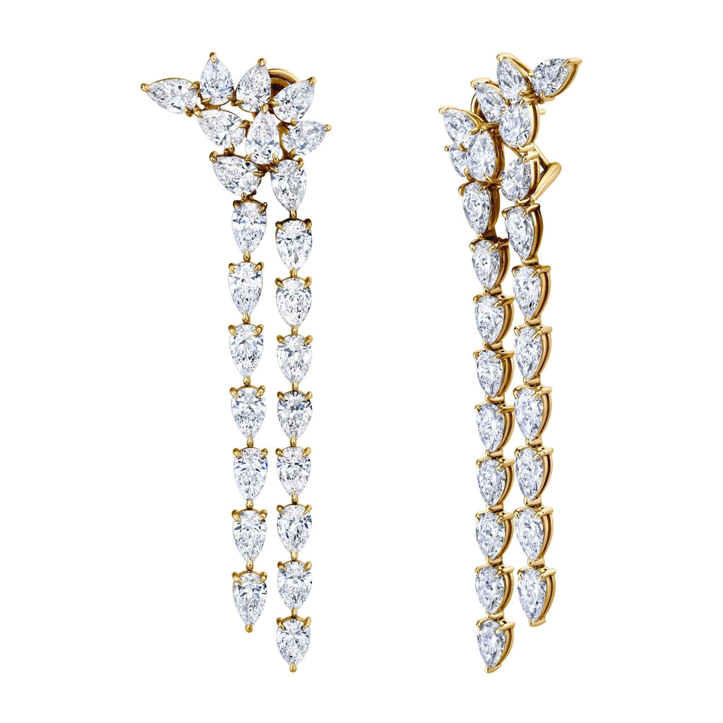 Long Drop Earrings with Pear Shape Diamonds - Chapel Hills Jewelry