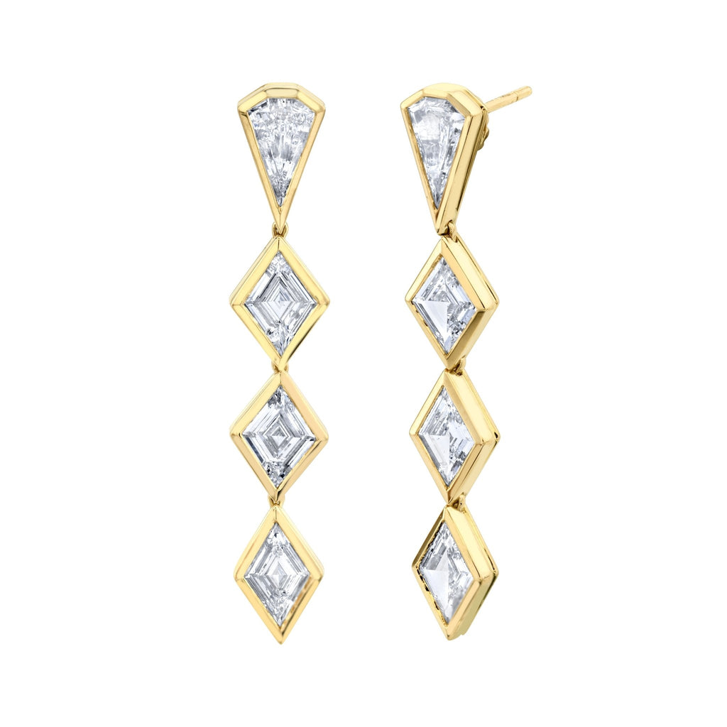 Lozenge cut Diamond Dangle Earrings in 18K Yellow Gold - Chapel Hills Jewelry