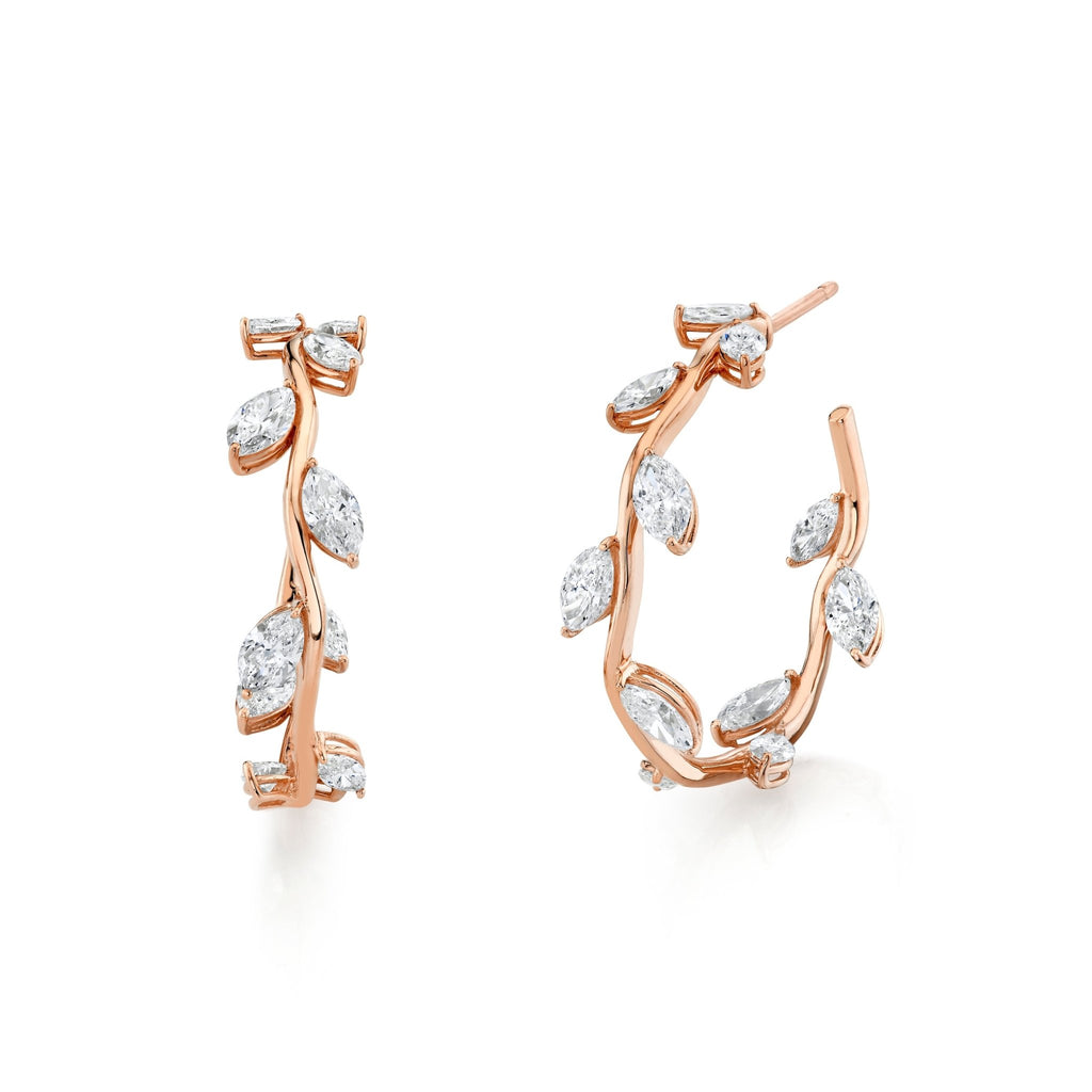 Marquise Shape and Round Brilliant Vine Hoop Earring - Chapel Hills Jewelry
