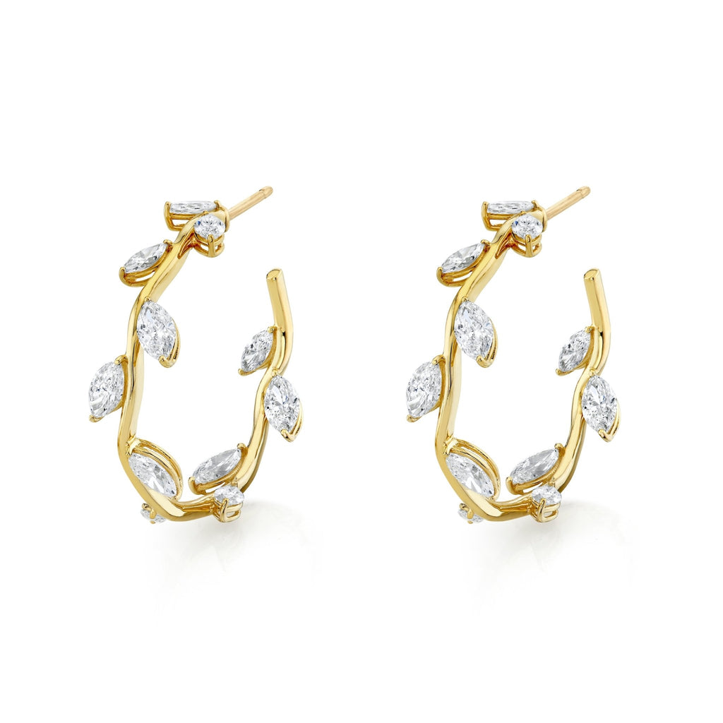 Marquise Shape and Round Brilliant Vine Hoop Earring - Chapel Hills Jewelry