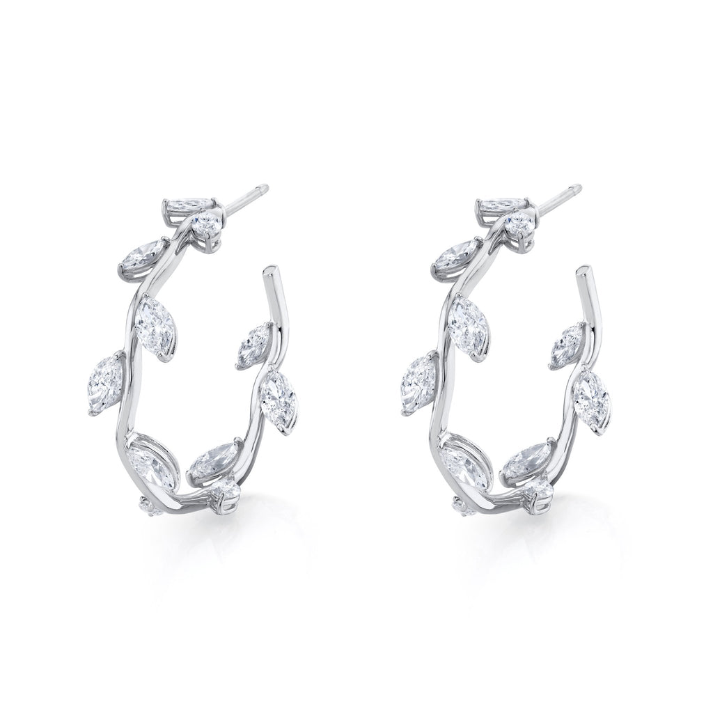 Marquise Shape and Round Brilliant Vine Hoop Earring - Chapel Hills Jewelry
