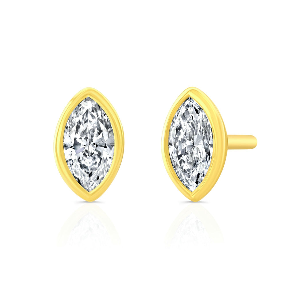 Marquise Shape Diamond Bezel Studs - Chapel Hills Jewelry