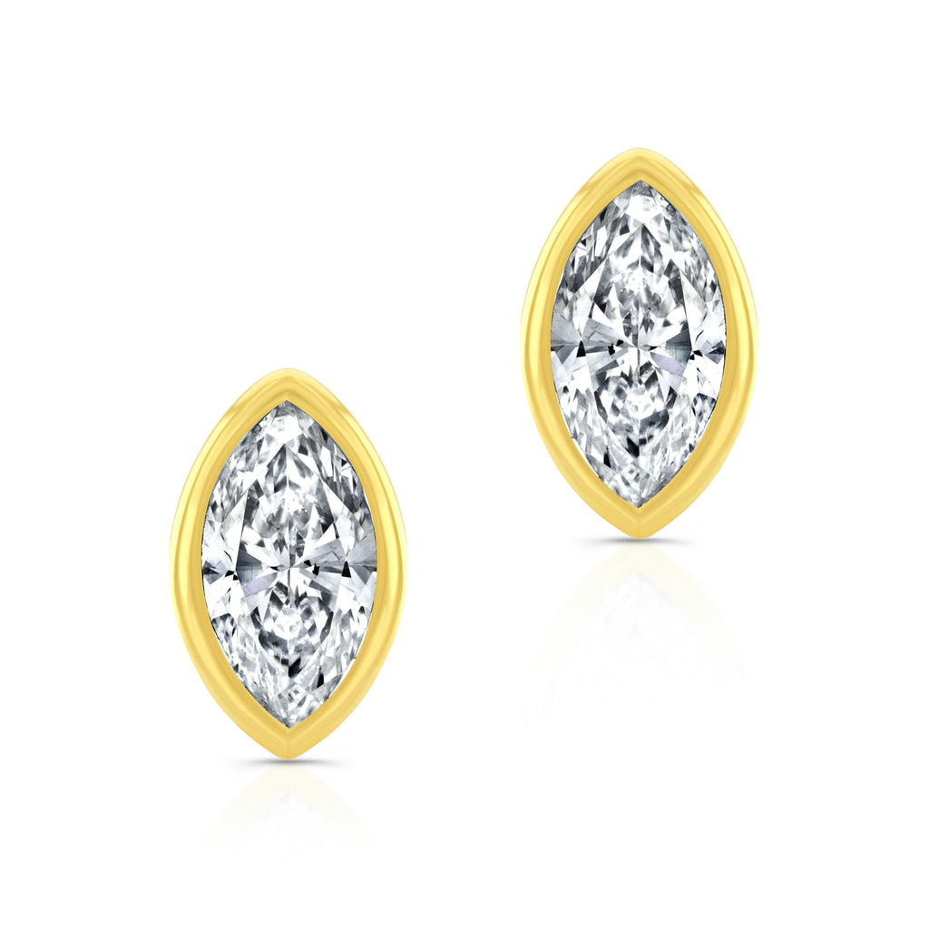 Marquise Shape Diamond Bezel Studs - Chapel Hills Jewelry