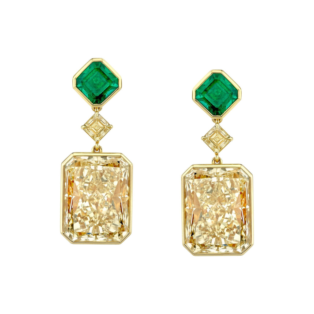 Natural Yellow Radiant Cut Diamonds Drop Earrings - Chapel Hills Jewelry
