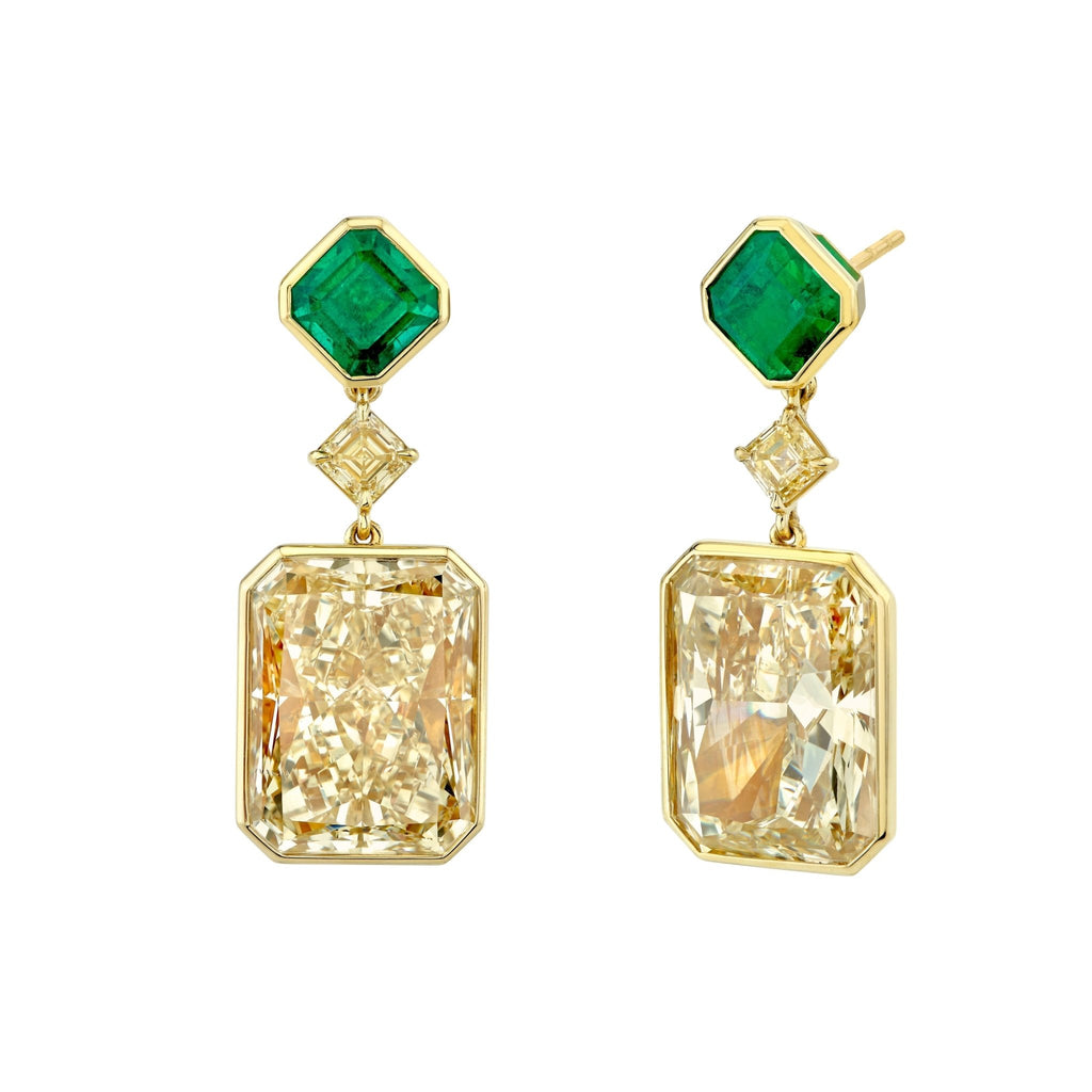 Natural Yellow Radiant Cut Diamonds Drop Earrings - Chapel Hills Jewelry
