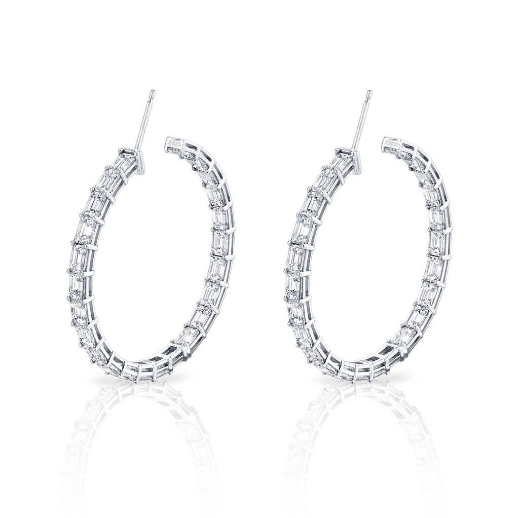 Norman Silverman Signature Emerald Cut Hoop In 18k White Gold - Chapel Hills Jewelry