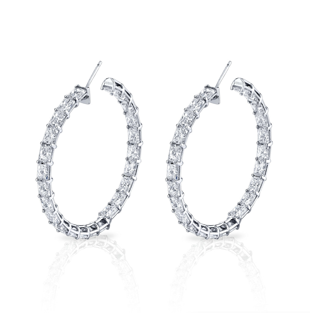 Norman Silverman Signature Emerald Cut Hoop In 18k White Gold - Chapel Hills Jewelry