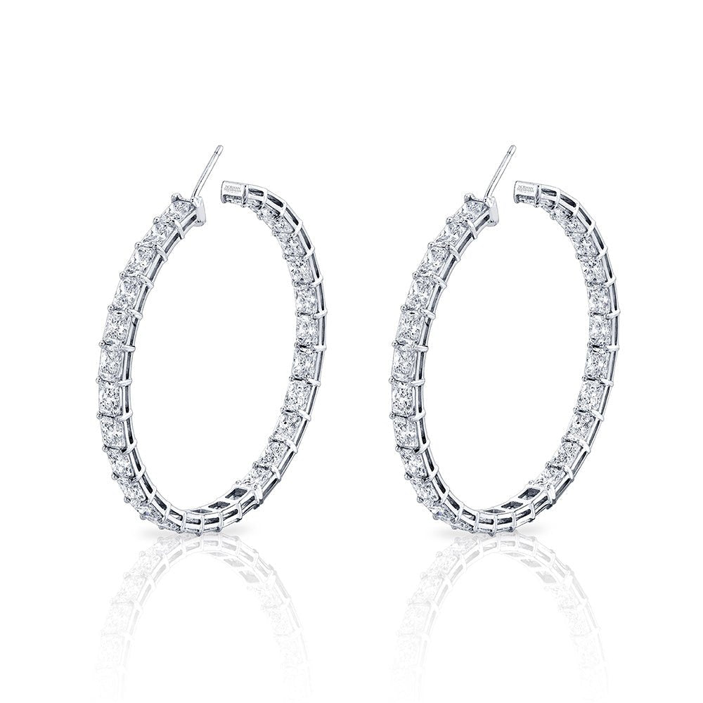 Norman Silverman Signature Emerald Cut Hoop In 18k White Gold - Chapel Hills Jewelry