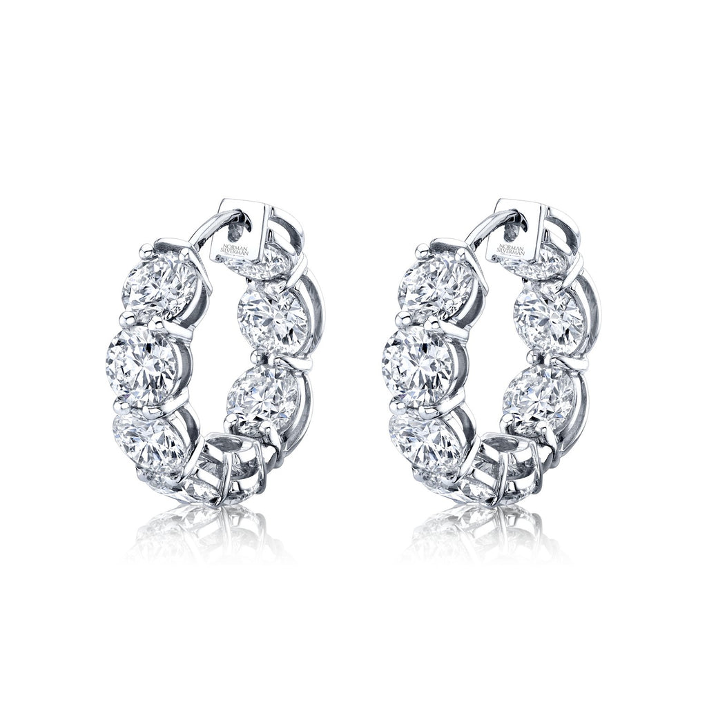 Norman Silverman Signature Round Diamond Huggies in White Gold - Chapel Hills Jewelry