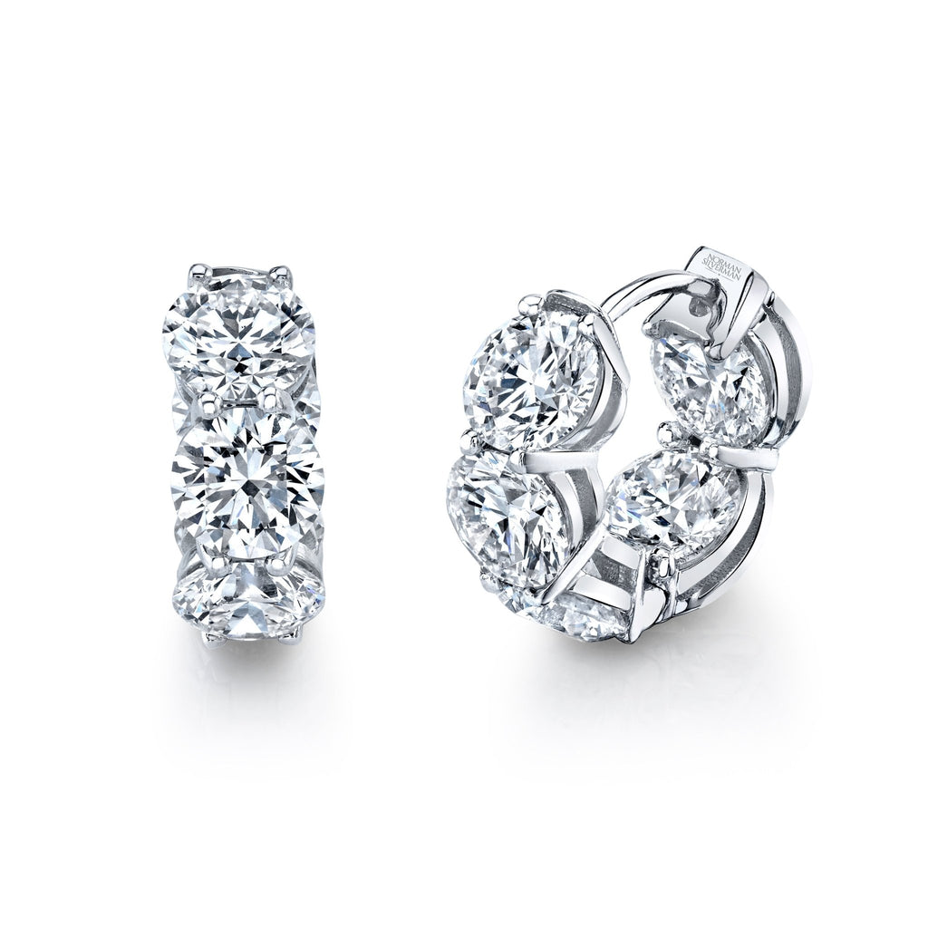 Norman Silverman Signature Round Diamond Huggies in White Gold - Chapel Hills Jewelry