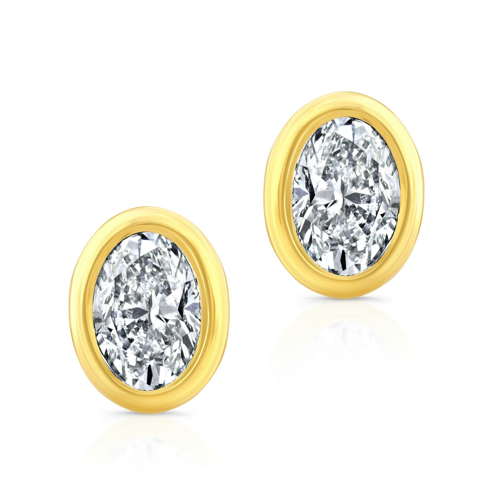 Oval Cut Diamond Bezel Studs - Chapel Hills Jewelry