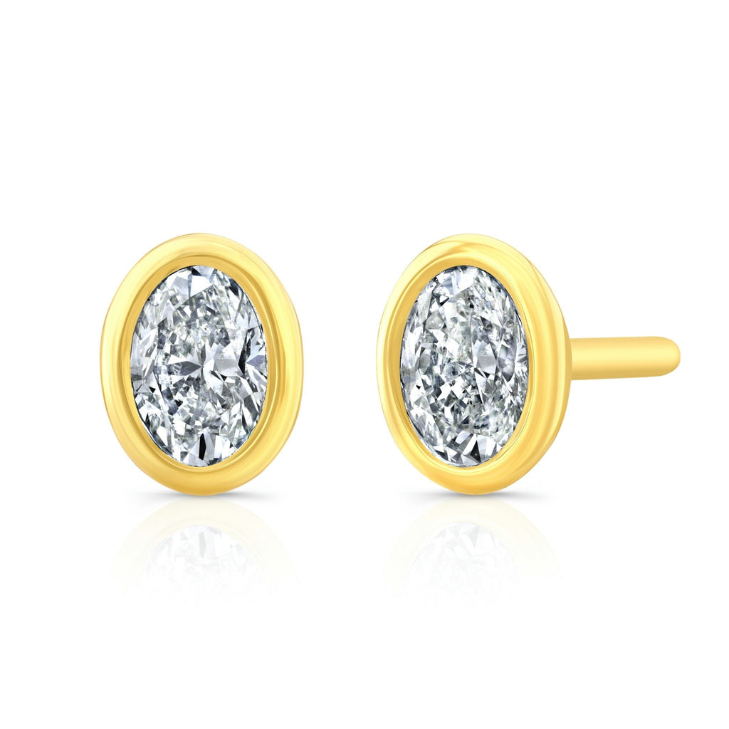 Oval Cut Diamond Bezel Studs - Chapel Hills Jewelry