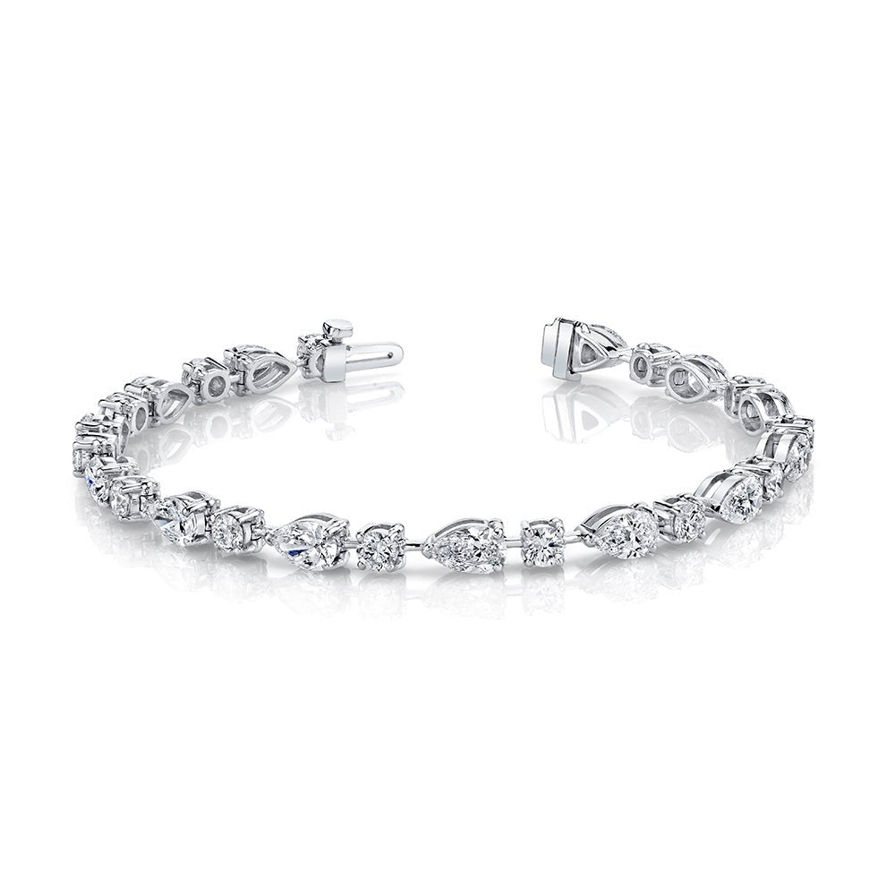 Pear and Round Brilliant Straight Line Bracelet - Chapel Hills Jewelry