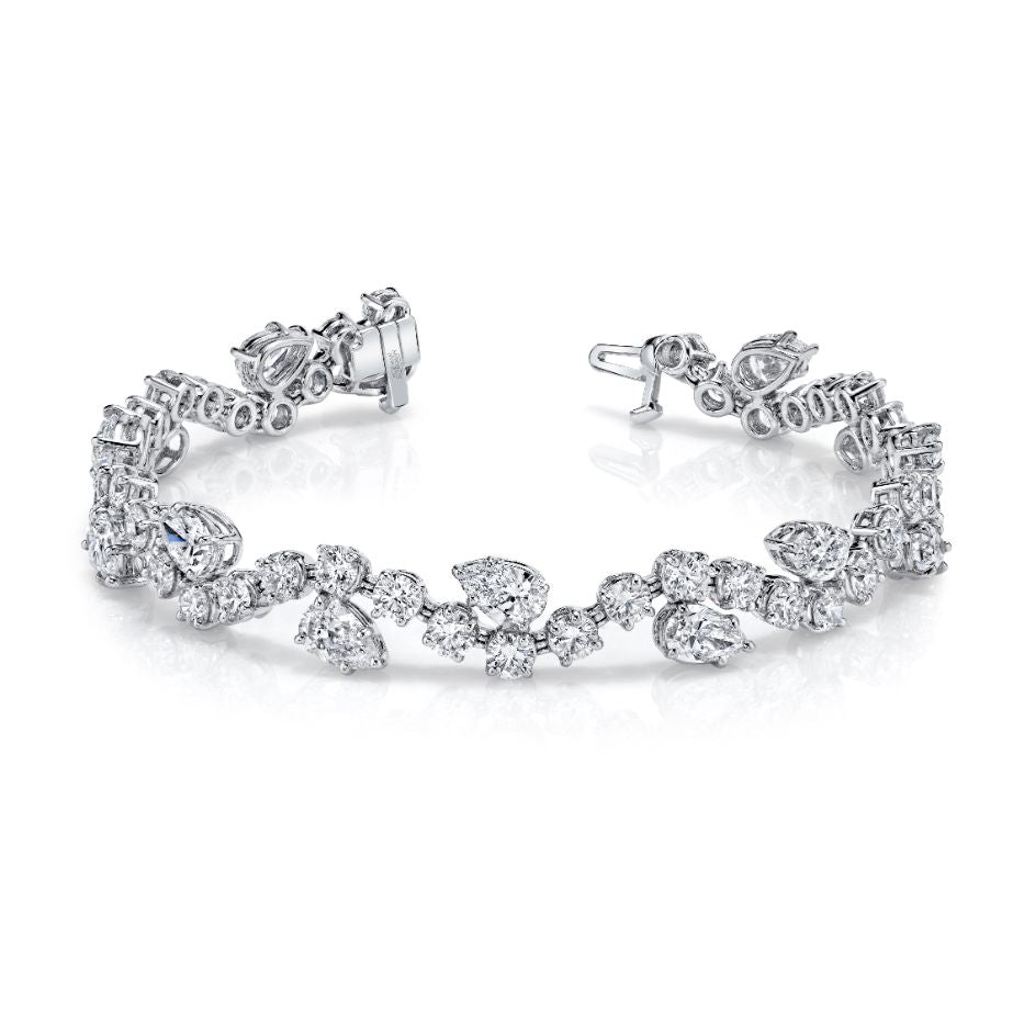 Pear Shape and Round Brilliant Straight Line Bracelet - Chapel Hills Jewelry