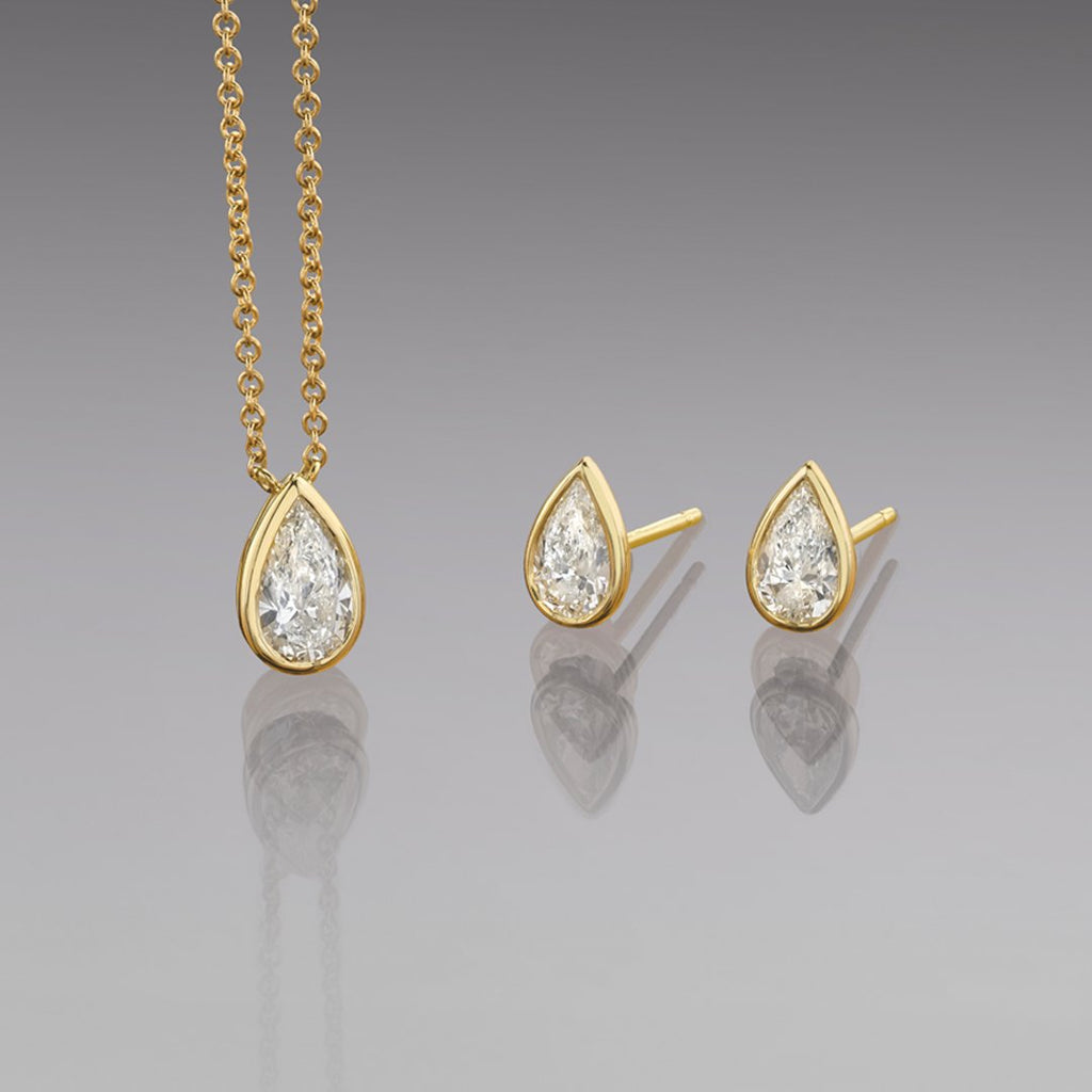 Pear Shape Bezel Set Stud Earrings - Chapel Hills Jewelry