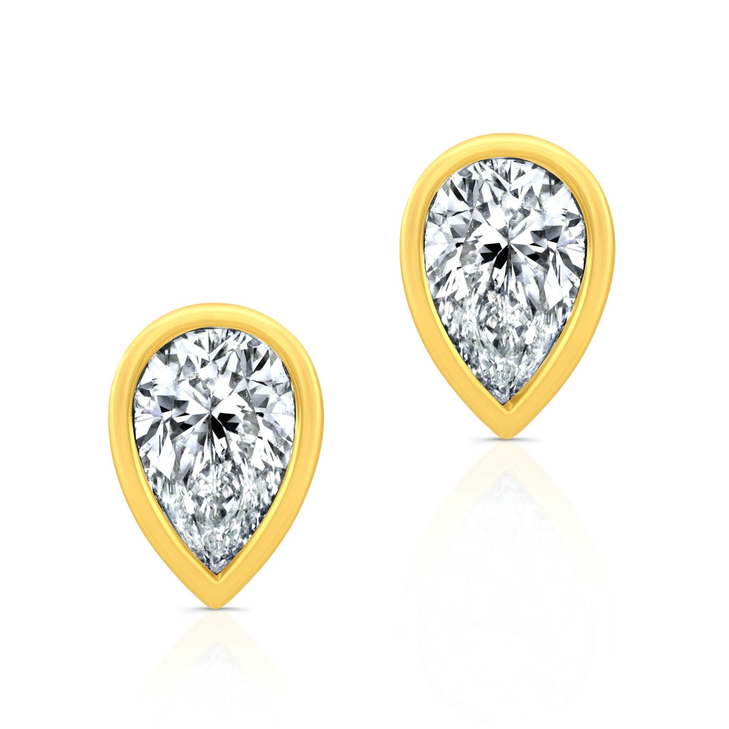 Pear Shape Diamond Bezel Studs - Chapel Hills Jewelry