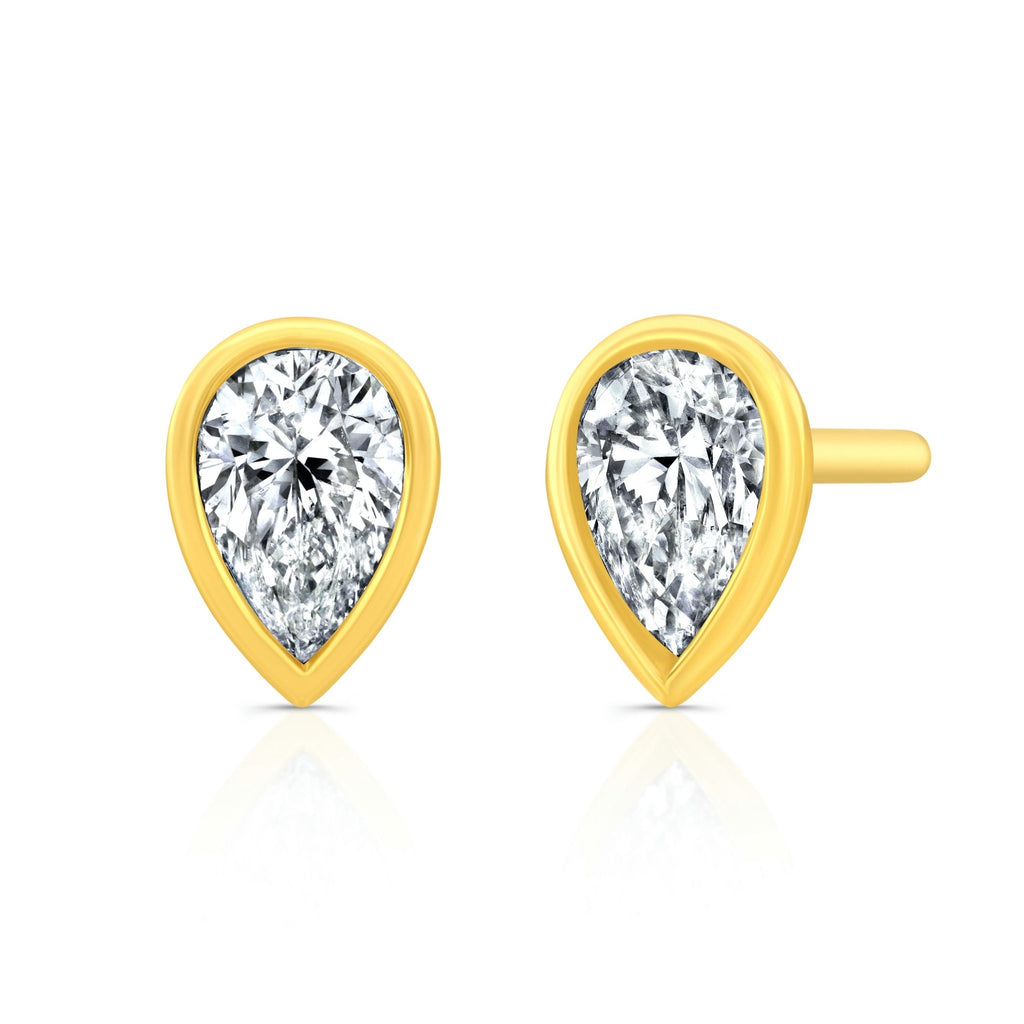 Pear Shape Diamond Bezel Studs - Chapel Hills Jewelry