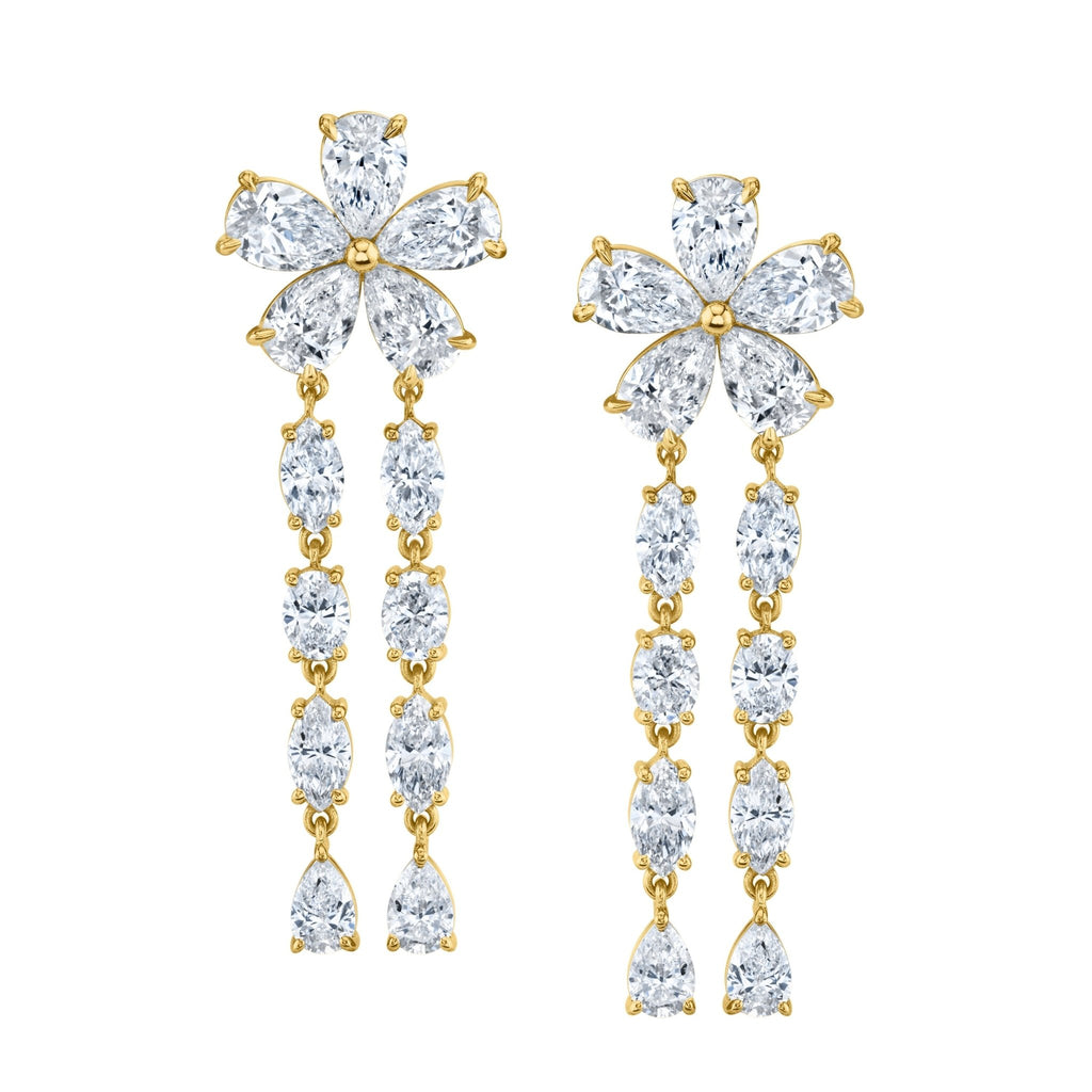 Pear Shape Diamond Floret Dangle Earrings - Chapel Hills Jewelry