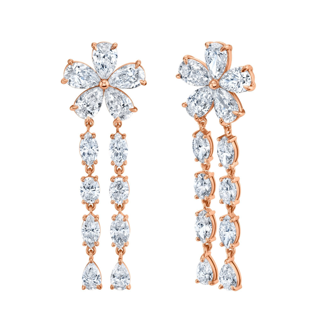 Pear Shape Diamond Floret Dangle Earrings - Chapel Hills Jewelry