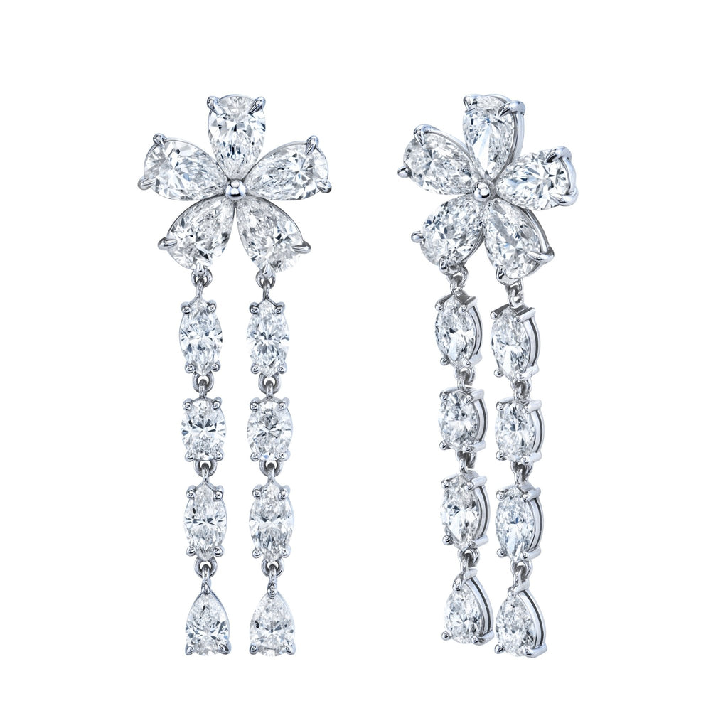 Pear Shape Diamond Floret Dangle Earrings - Chapel Hills Jewelry