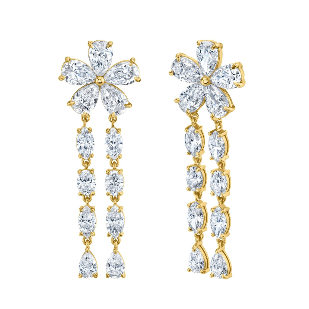 Pear Shape Diamond Floret Dangle Earrings - Chapel Hills Jewelry