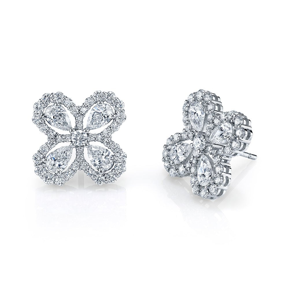 Pear Shape Floret Earrings with Pavé Setting - Chapel Hills Jewelry