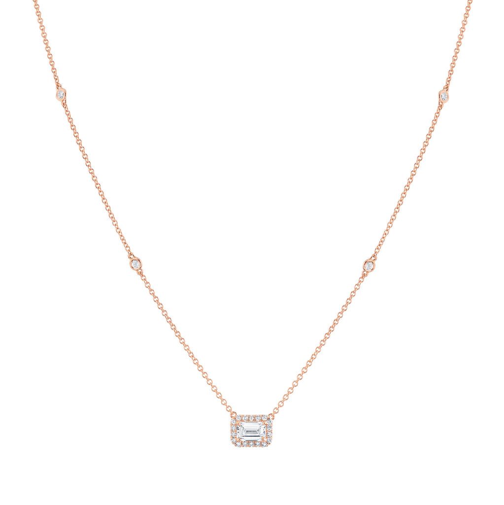 Petite 18k Rose Gold Emerald Cut Diamond Pendant - Chapel Hills Jewelry